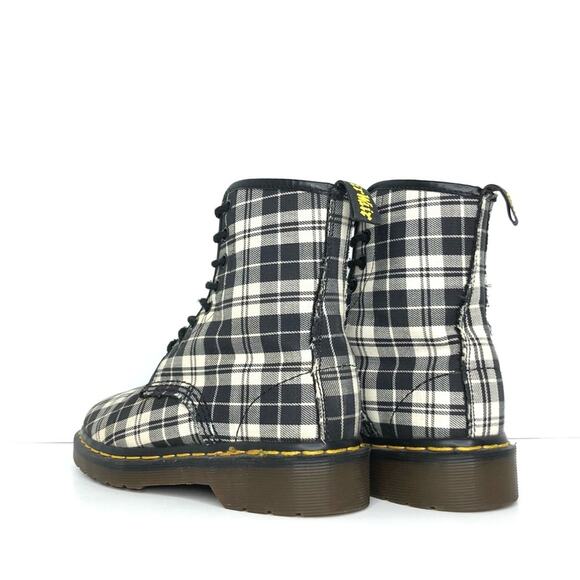Vintage Dr Martens 1460 Black and White Plaid MIE Canvas Boots Women’s 5 Shoes - Picture 6 of 13